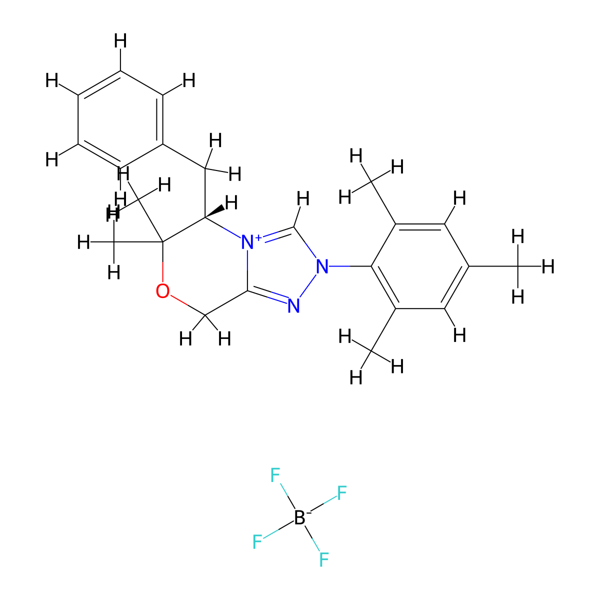 (S)-5-Benzyl-2-mesityl-6,6-dimethyl-6,8-dihydro-5H-[1,2,4]triazolo[3,4-c][1,4]oxazin-2-ium tetrafluoroborate molecular structure, CAS 925706-40-7