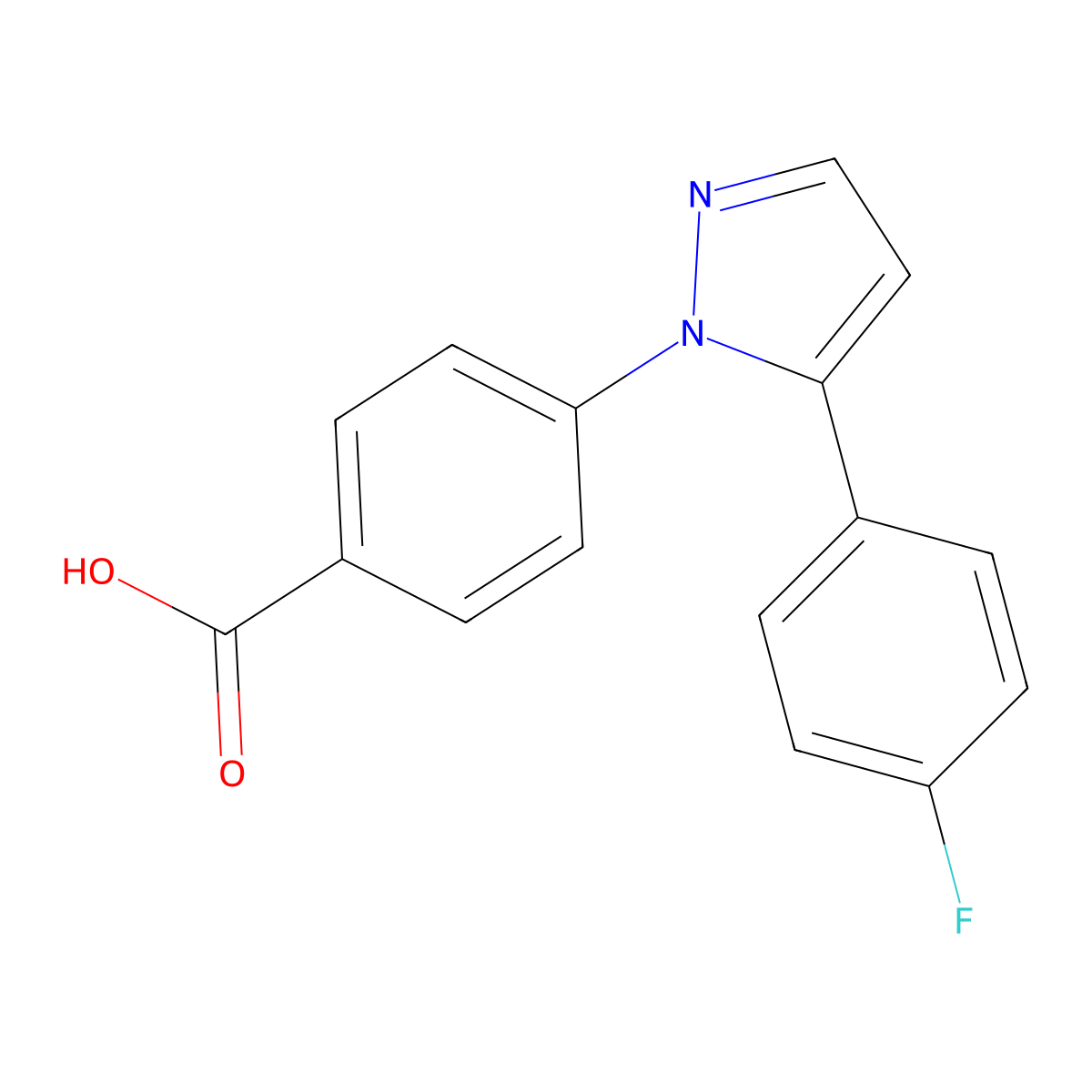 4-[5-(4-fluorophenyl)-1H-pyrazol-1-yl]benzoic acid molecular structure, CAS 926237-30-1