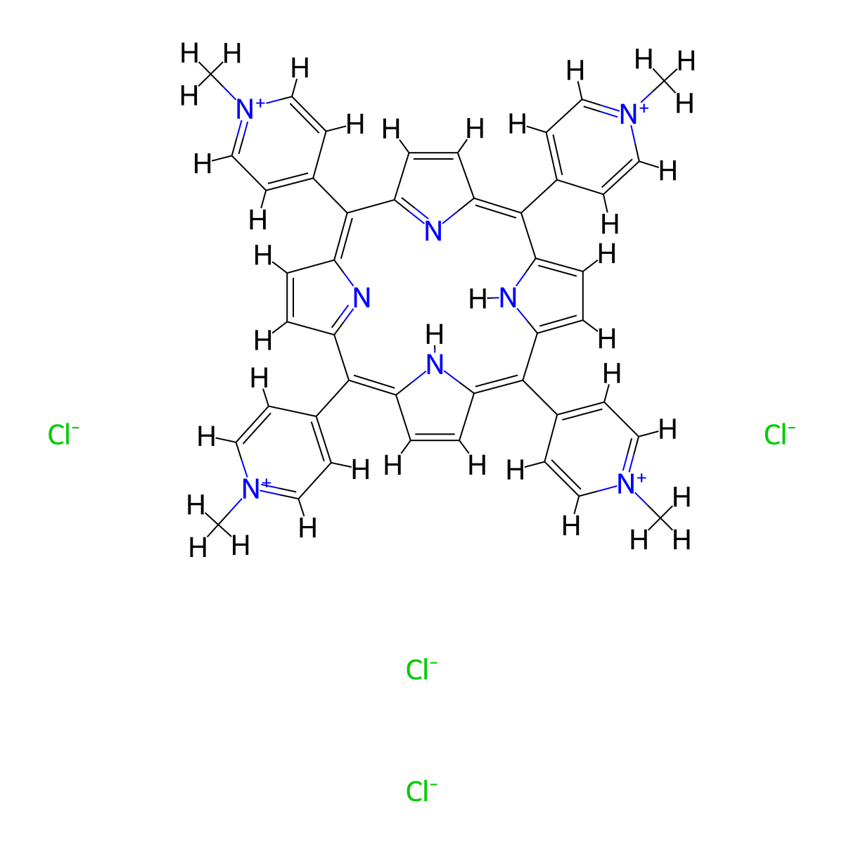meso-Tetra(N-methyl-4-pyridyl)porphine tetrachloride molecular structure, CAS 92739-63-4