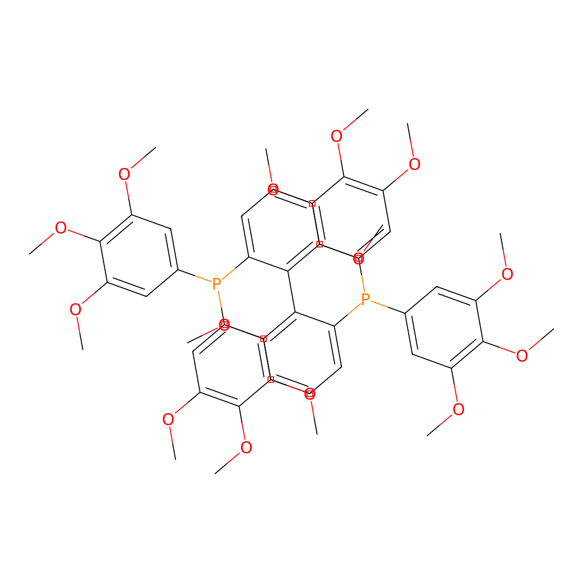 (S)-(6,6'-Dimethoxybiphenyl-2,2'-diyl)bis[bis(3,4,5-trimethoxyphenyl)phosphine] , (S)-(6,6′-Dimethoxybiphenyl-2,2′-diyl)bis[bis(3,4,5-trimethoxyphenyl)phosphine] molecular structure, CAS 927396-01-8