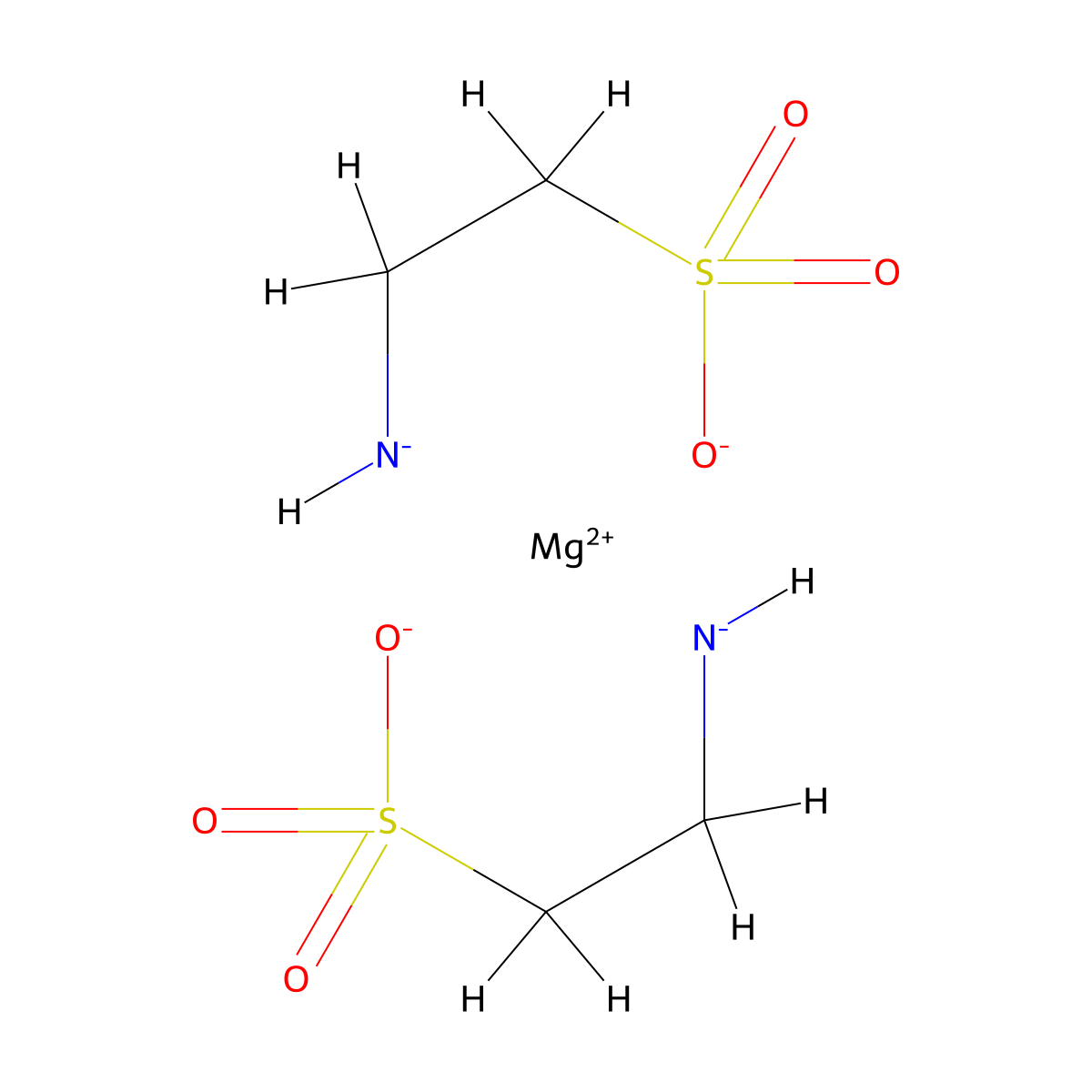 Magnesium taurinate molecular structure, CAS 92785-94-9