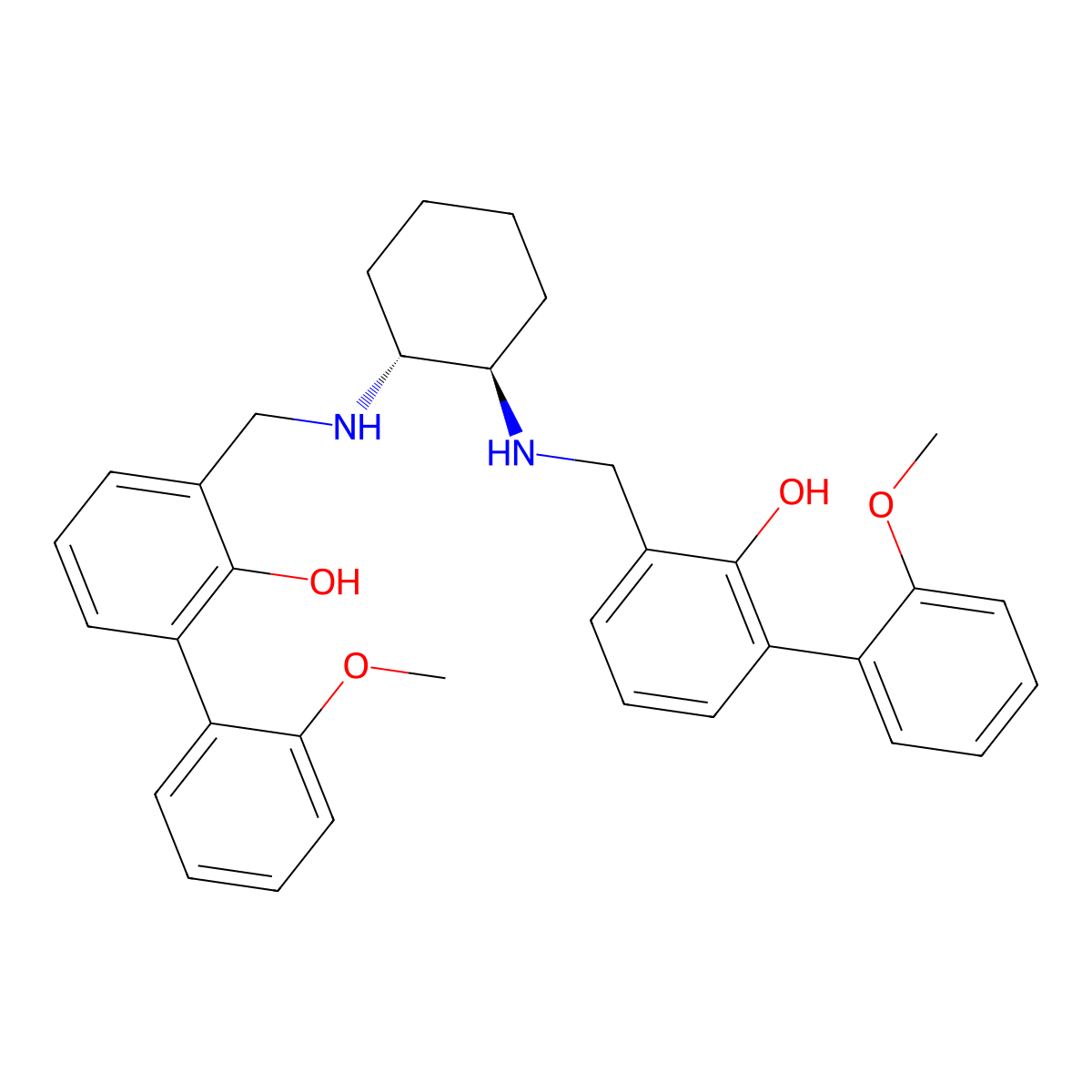N,N'-Bis[3-(2-methoxyphenyl)-2-hydroxybenzyl](1R,2R)-1,2-cyclohexanediamine molecular structure, CAS 928769-12-4