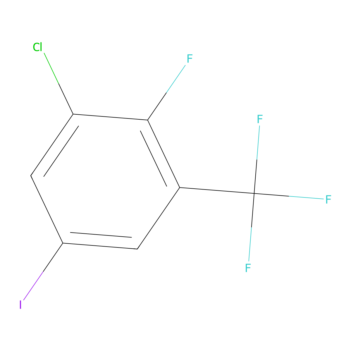 1-Chloro-2-fluoro-5-iodo-3-(trifluoromethyl)benzene molecular structure, CAS 928783-87-3