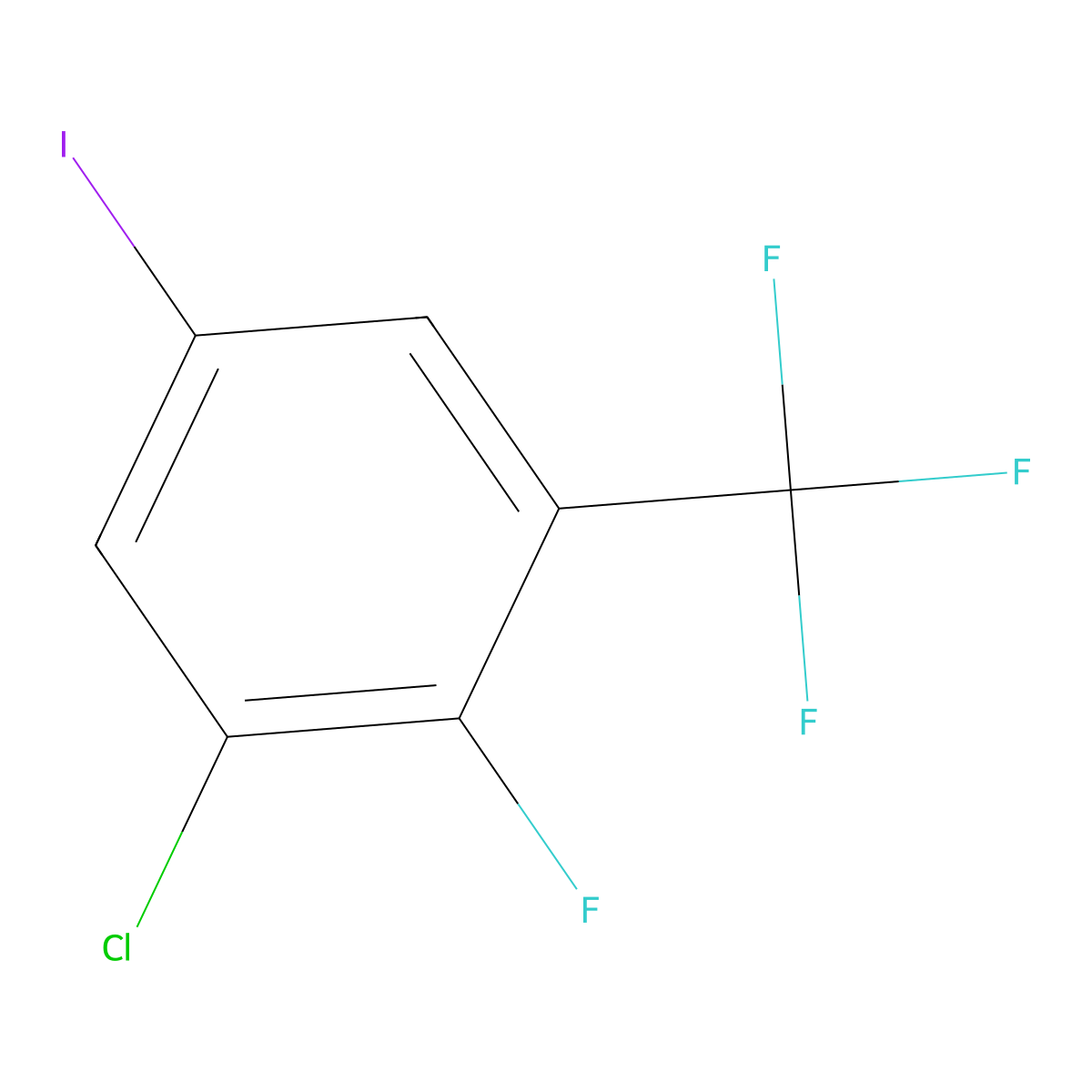 1-Chloro-2-fluoro-5-iodo-3-(trifluoromethyl)benzene molecular structure, CAS 928783-87-3