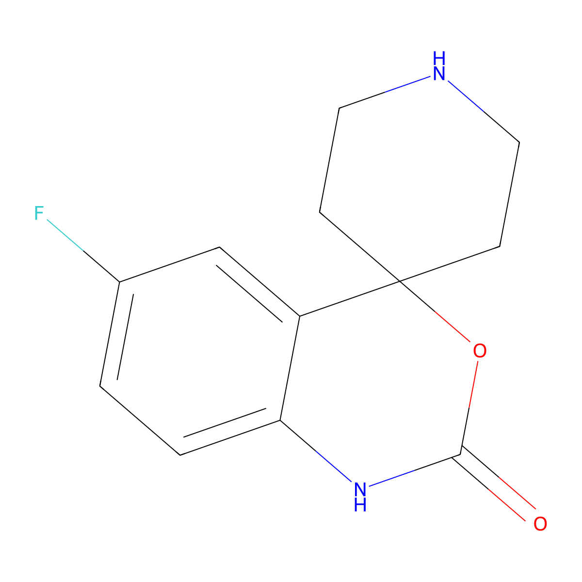 6-Fluorospiro[4H-3,1-benzoxazine-4,4'-piperidin]-2(1H)-one molecular structure, CAS 92926-32-4
