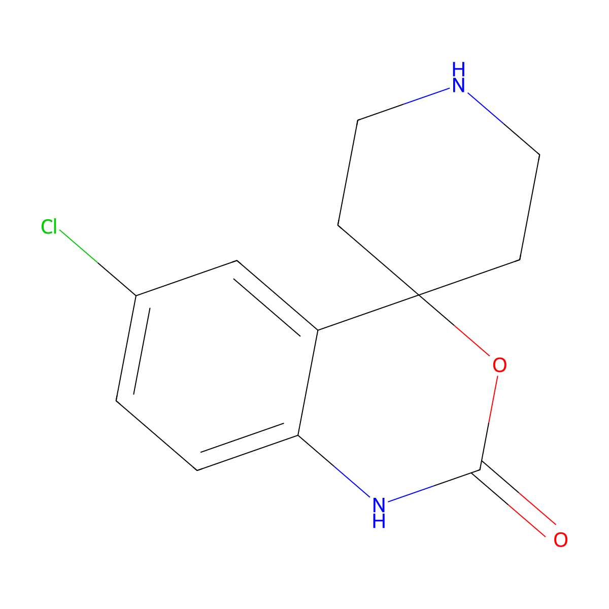 6-Chloro-1,2-dihydro-2-oxospiro[4H-3,1-benzoxazin-4,4'-piperidine] molecular structure, CAS 92926-63-1