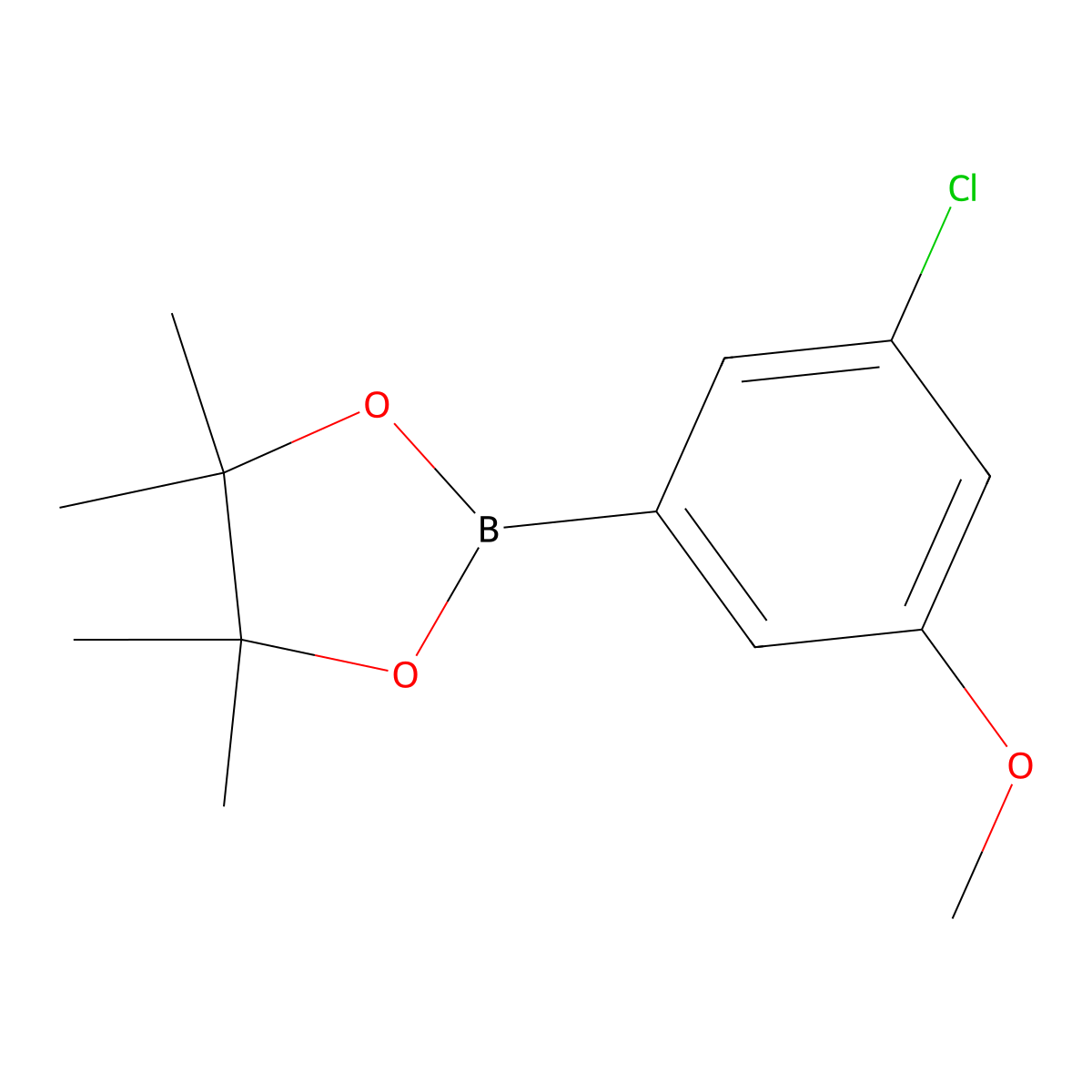 2-(3-Chloro-5-methoxyphenyl)-4,4,5,5-tetramethyl-1,3,2-dioxaborolane molecular structure, CAS 929626-16-4