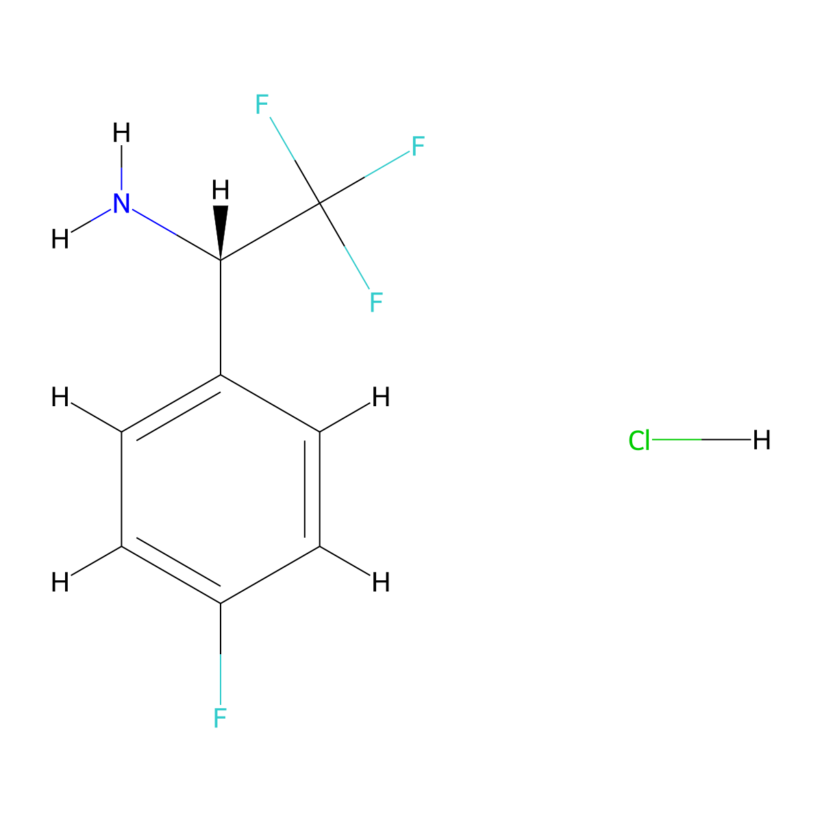 (1S)-2,2,2-trifluoro-1-(4-fluorophenyl)ethan-1-amine hydrochloride molecular structure, CAS 929642-58-0