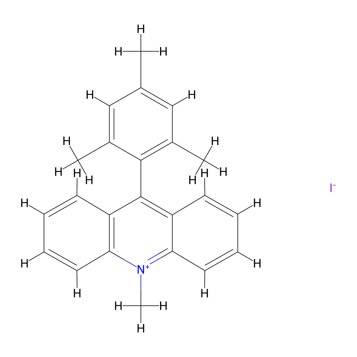 9-Mesityl-10-methylacridin-10-ium iodide molecular structure, CAS 930097-17-9