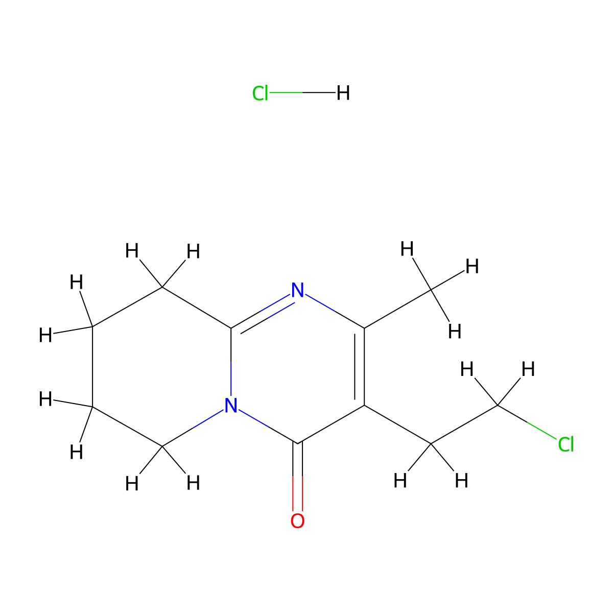 3-(2-chloroethyl)-2-methyl-4H,6H,7H,8H,9H-pyrido(1,2-a)pyrimidin-4-one hydrochloride molecular structure, CAS 93076-03-0