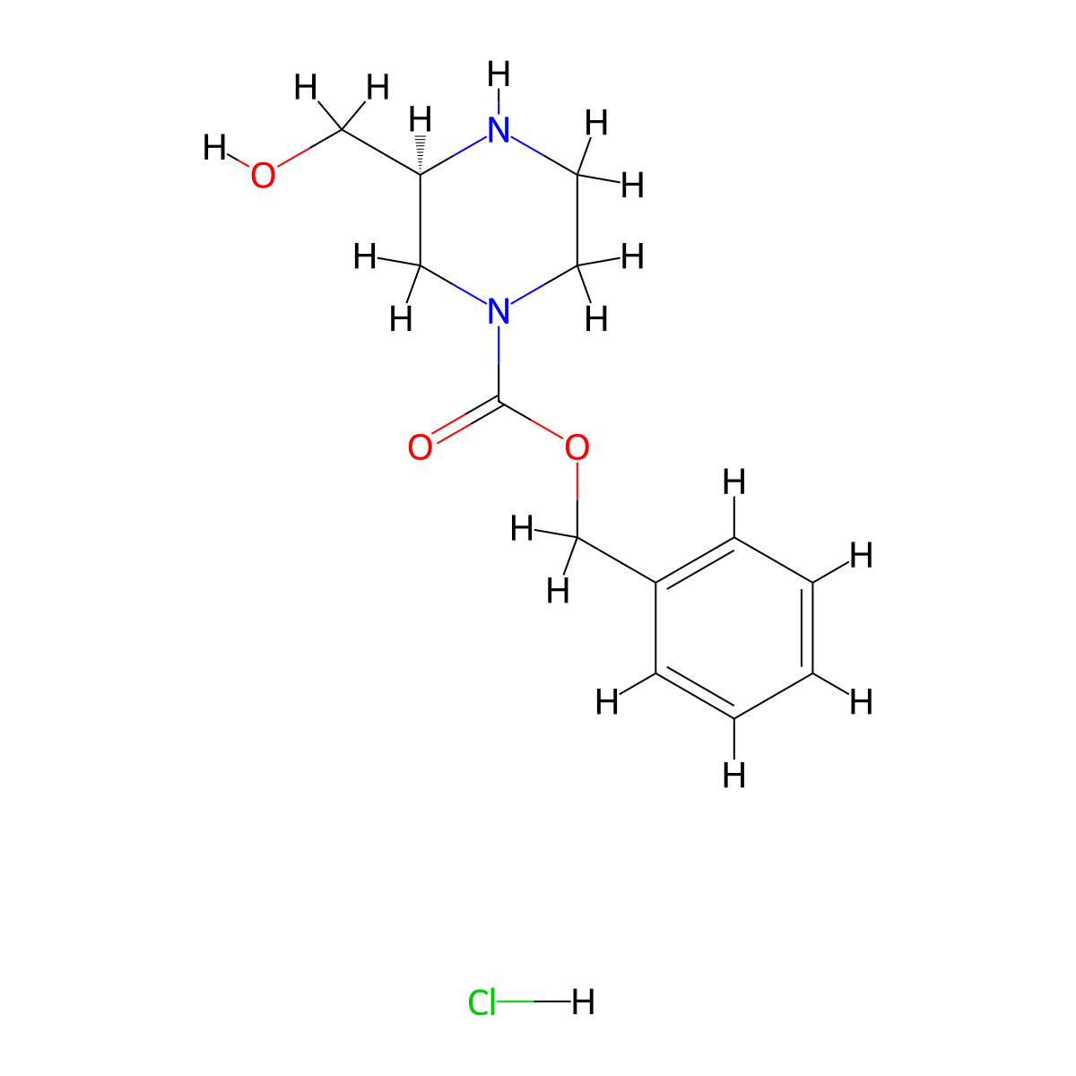(S)-benzyl 3-(hydroxymethyl)piperazine-1-carboxylate hydrochloride molecular structure, CAS 930782-84-6