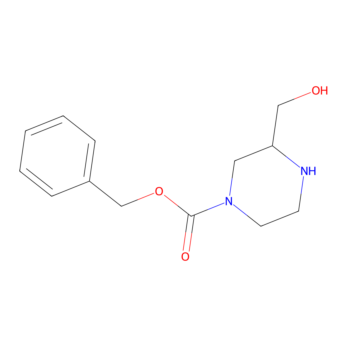 benzyl (3R)-3-(hydroxymethyl)piperazine-1-carboxylate molecular structure, CAS 930837-03-9