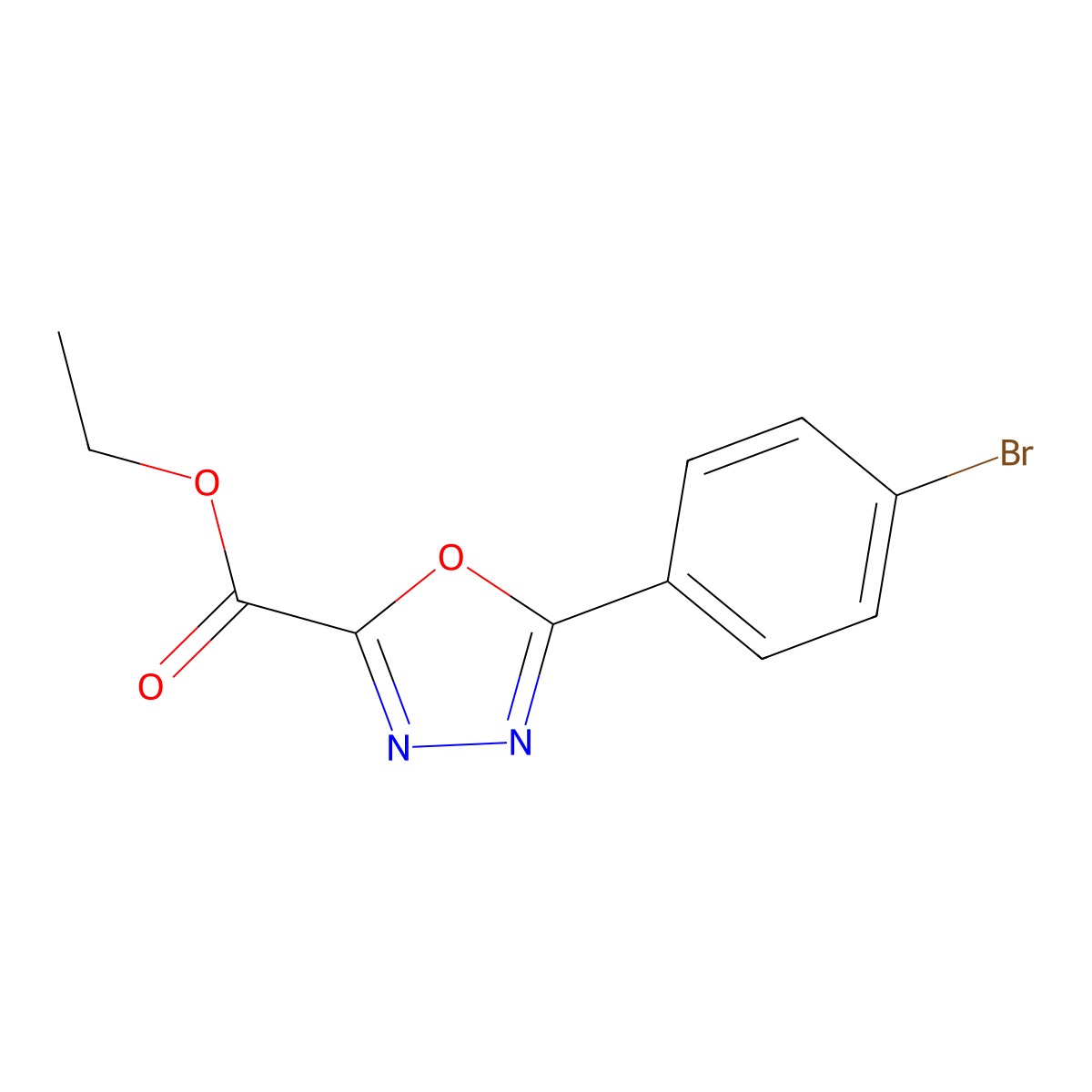 Ethyl 5-(4-bromophenyl)-1,3,4-oxadiazole-2-carboxylate molecular structure, CAS 931760-32-6