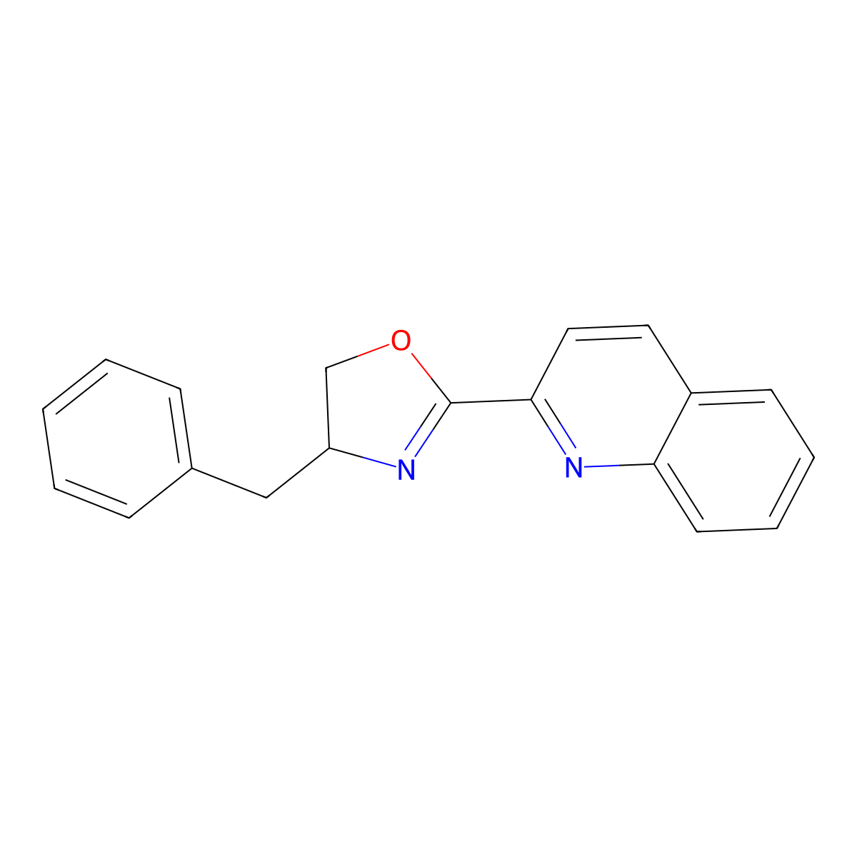 (R)-4-Benzyl-2-(quinolin-2-yl)-4,5-dihydrooxazole molecular structure, CAS 933992-48-4