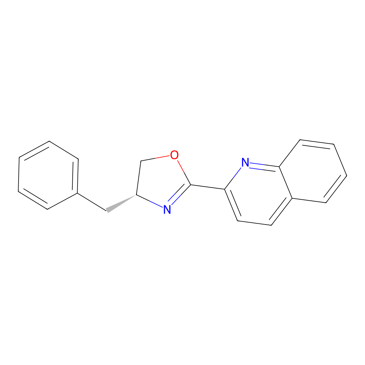 (R)-4-Benzyl-2-(quinolin-2-yl)-4,5-dihydrooxazole molecular structure, CAS 933992-48-4