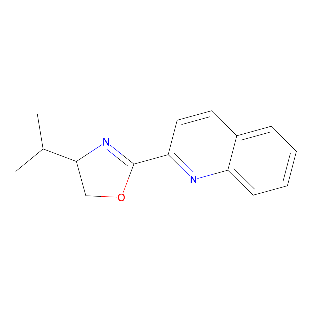 (R)-4-Isopropyl-2-(quinolin-2-yl)-4,5-dihydrooxazole molecular structure, CAS 933992-49-5