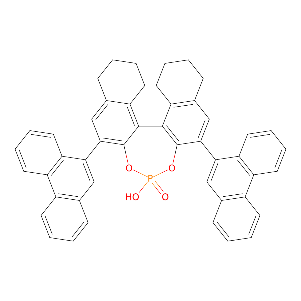 (R)-3,3'-Bis(9-phenanthrenyl)-5,5',6,6',7,7',8,8'-octahydro-1,1'-bi-2-naphthyl HydrogenPhosphate molecular structure, CAS 934201-93-1