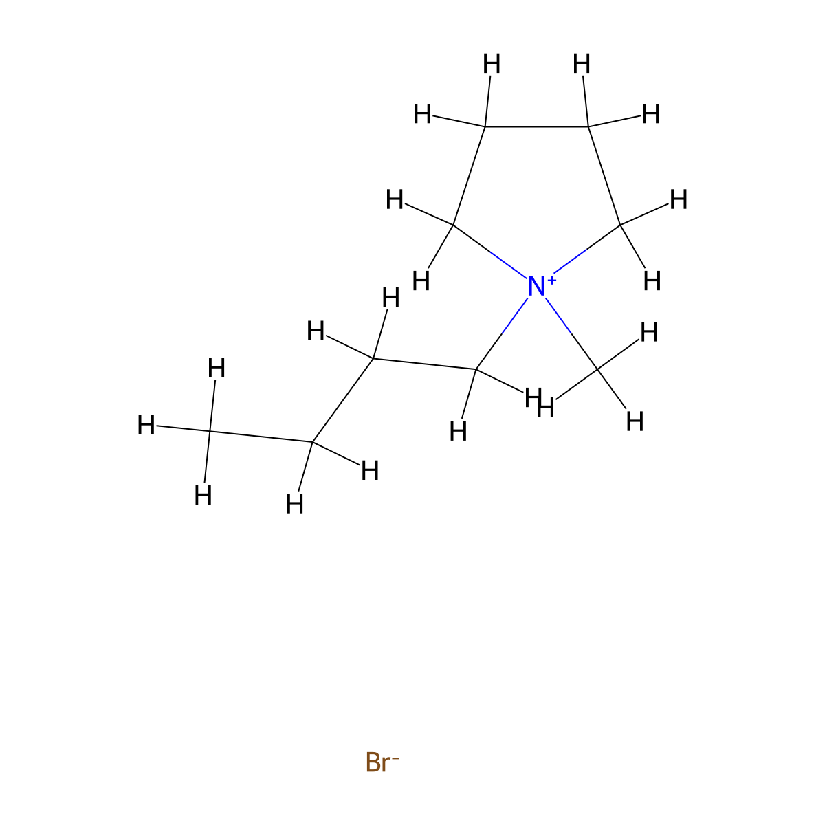 1-Butyl-1-methylpyrrolidinium bromide molecular structure, CAS 93457-69-3