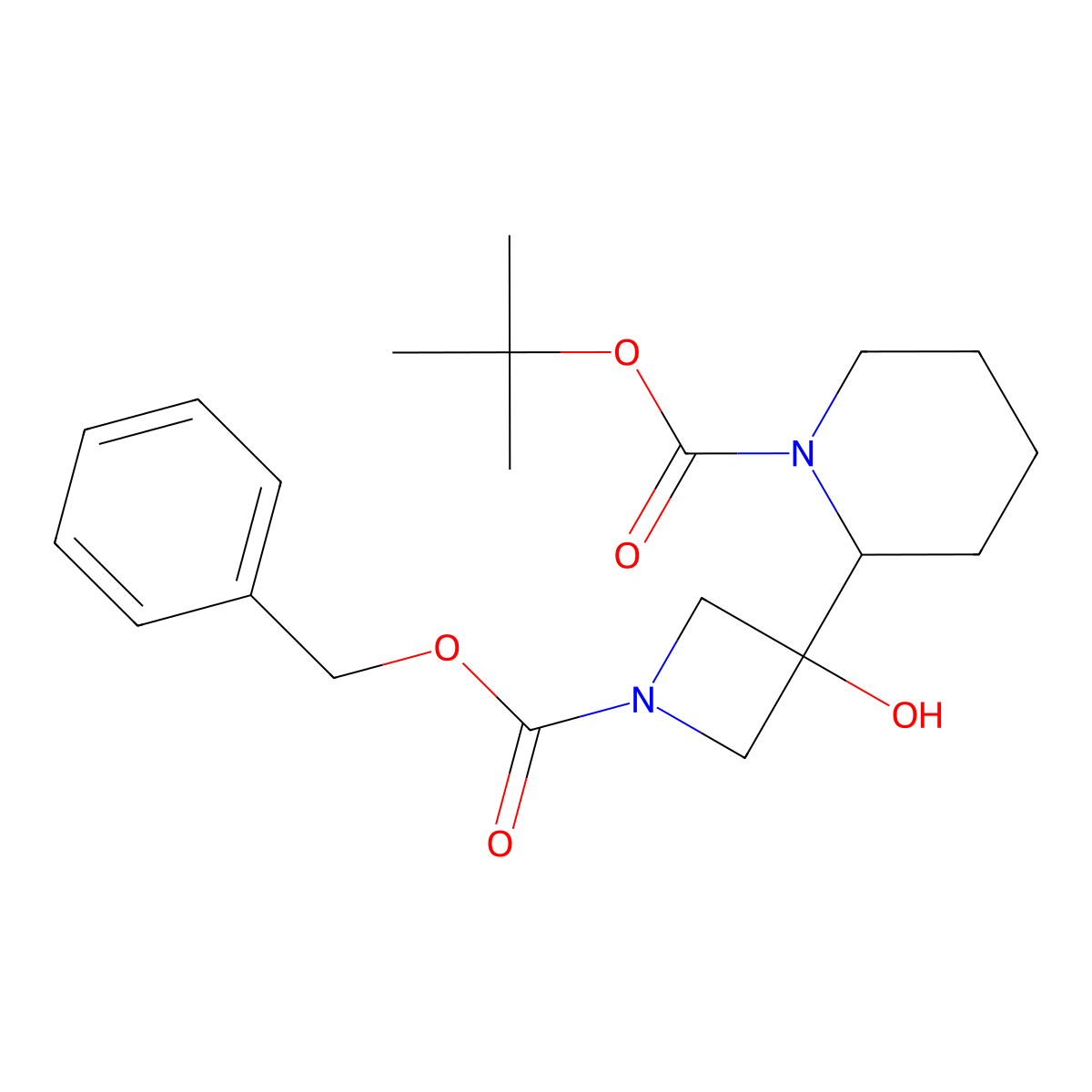 tert-Butyl 2-(1-((benzyloxy)carbonyl)-3-hydroxyazetidin-3-yl)piperidine-1-carboxylate molecular structure, CAS 934664-27-4