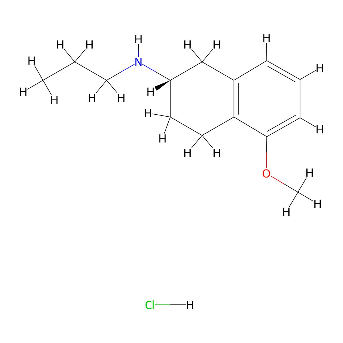 2-Naphthalenamine, 1,2,3,4-tetrahydro-5-methoxy-N-propyl-, hydrochloride (1:1), (2S)- molecular structure, CAS 93601-86-6