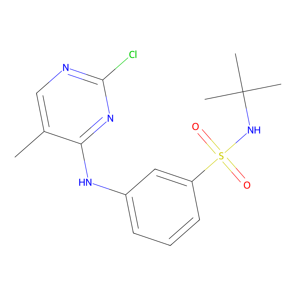 N-(tert-Butyl)-3-((2-chloro-5-methylpyrimidin-4-yl)amino)benzenesulfonamide molecular structure, CAS 936092-53-4