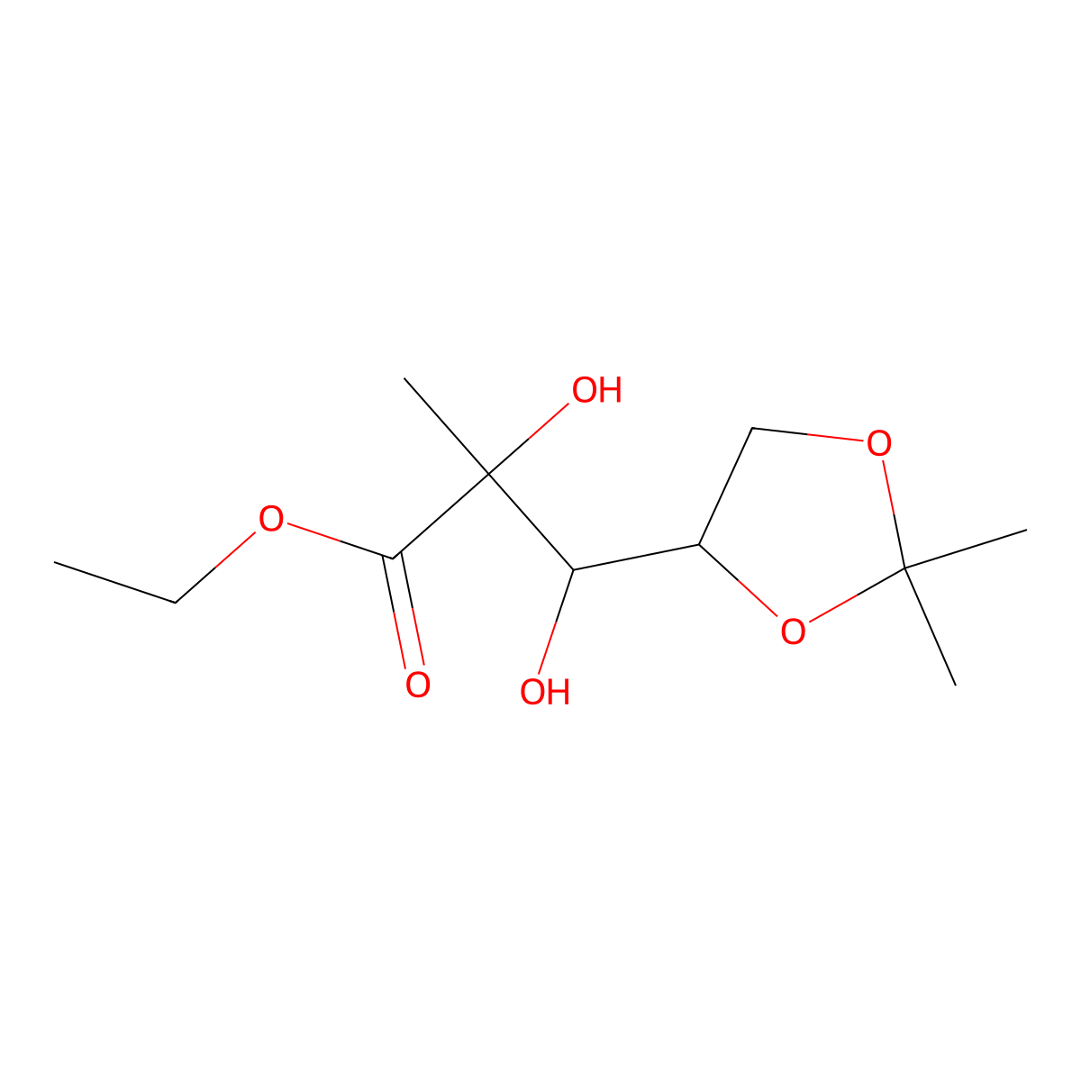 (2S,3R)-Ethyl 3-((R)-2,2-dimethyl-1,3-dioxolan-4-yl)-2,3-dihydroxy-2-methylpropanoate molecular structure, CAS 93635-76-8