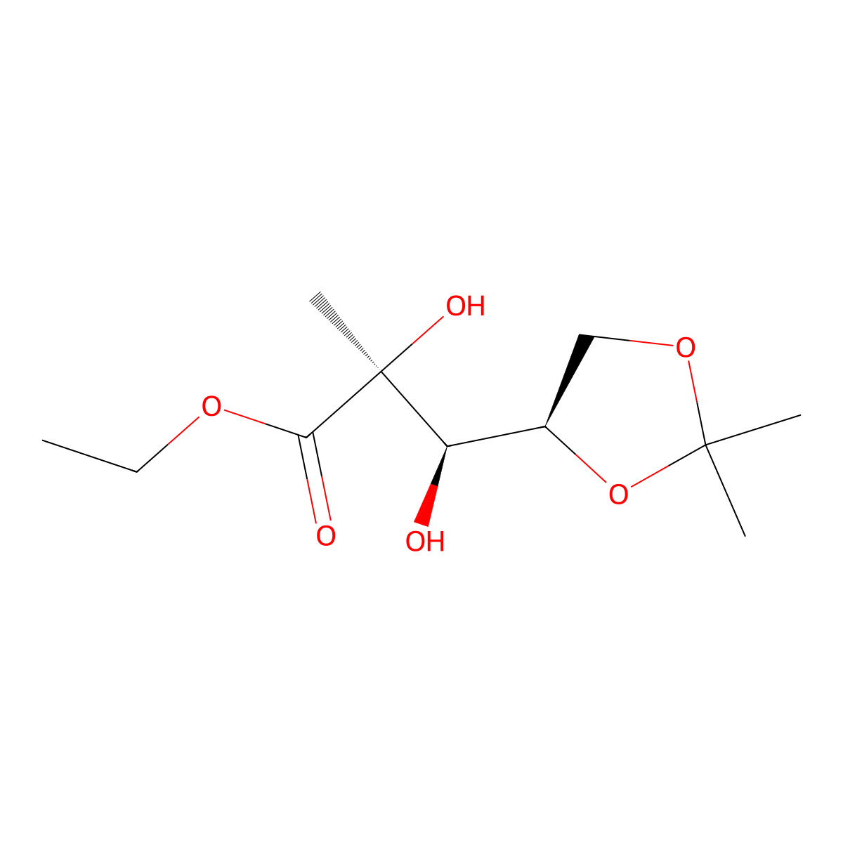 (2S,3R)-Ethyl 3-((R)-2,2-dimethyl-1,3-dioxolan-4-yl)-2,3-dihydroxy-2-methylpropanoate molecular structure, CAS 93635-76-8