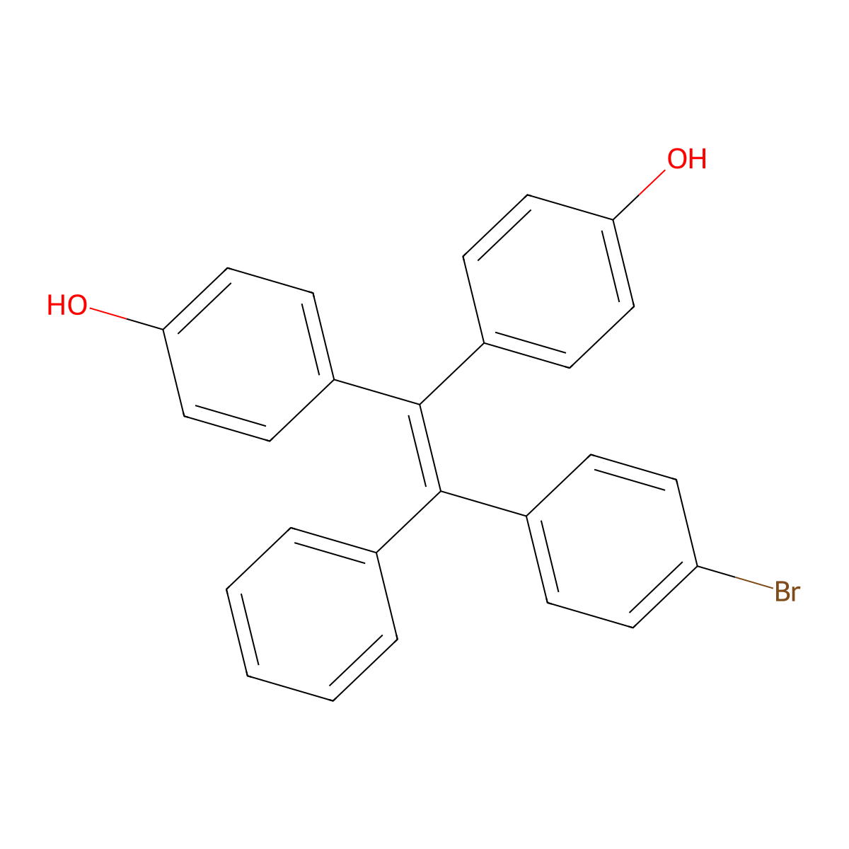 4,4'-(2-(4-Bromophenyl)-2-phenylethene-1,1-diyl)diphenol molecular structure, CAS 936803-69-9