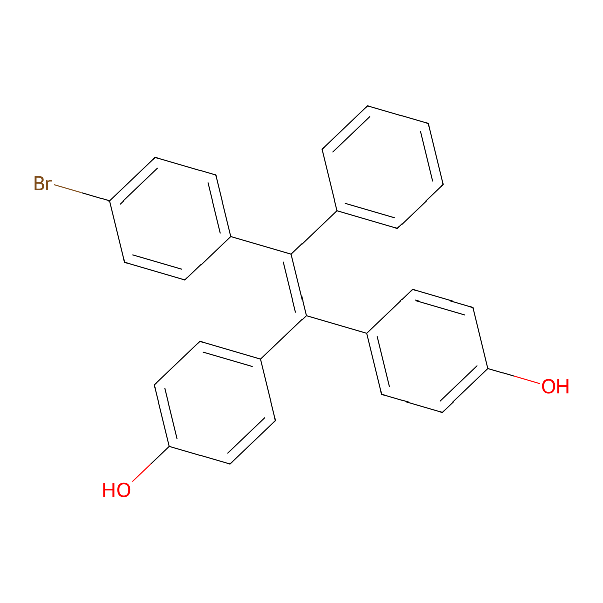 4,4'-(2-(4-Bromophenyl)-2-phenylethene-1,1-diyl)diphenol molecular structure, CAS 936803-69-9