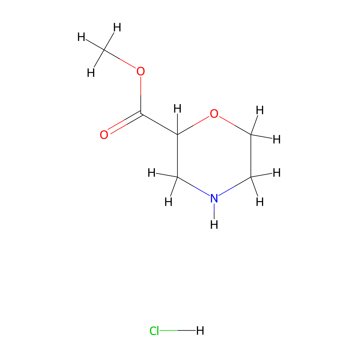 Methyl 2-morpholinecarboxylate hydrochloride molecular structure, CAS 937063-34-8