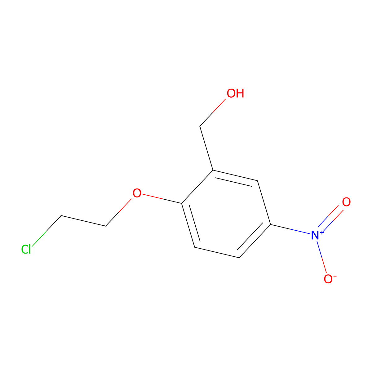 (2-(2-Chloro-ethoxy)-5-nitro-phenyl)-methanol molecular structure, CAS 937273-30-8