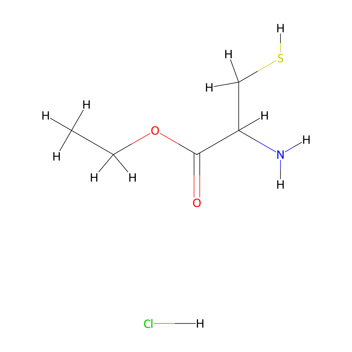 Ethyl 2-amino-3-mercaptopropanoate hydrochloride molecular structure, CAS 93964-73-9