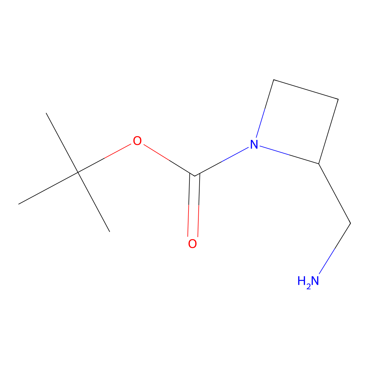 Tert-butyl 2-(aminomethyl)azetidine-1-carboxylate molecular structure, CAS 939760-37-9