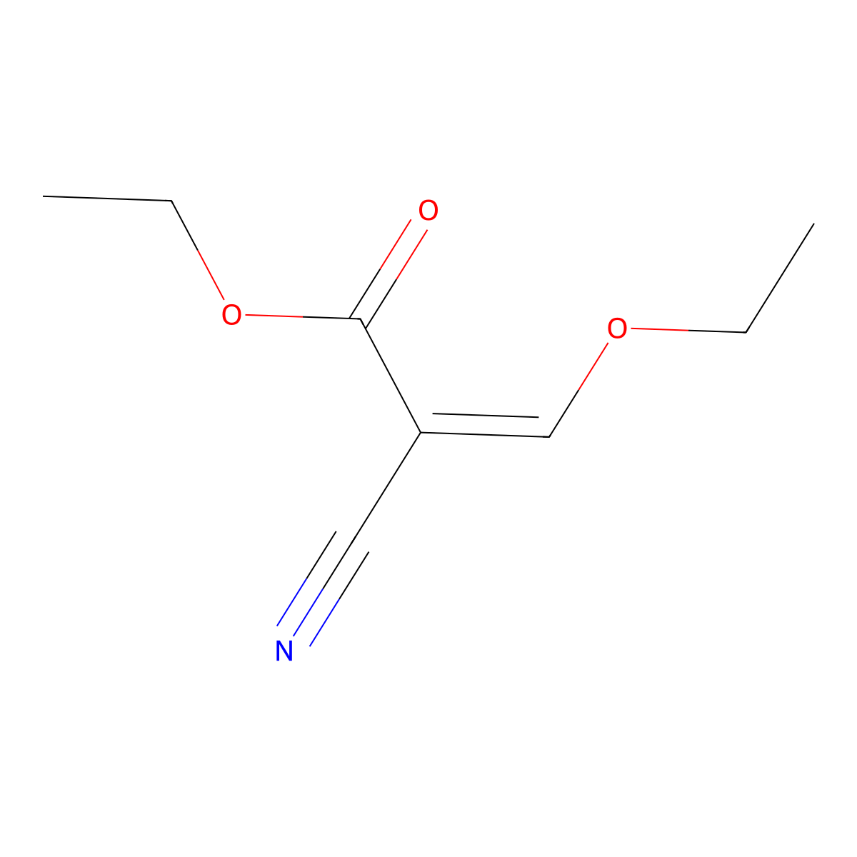 Ethyl 2-cyano-3-ethoxyacrylate molecular structure, CAS 94-05-3