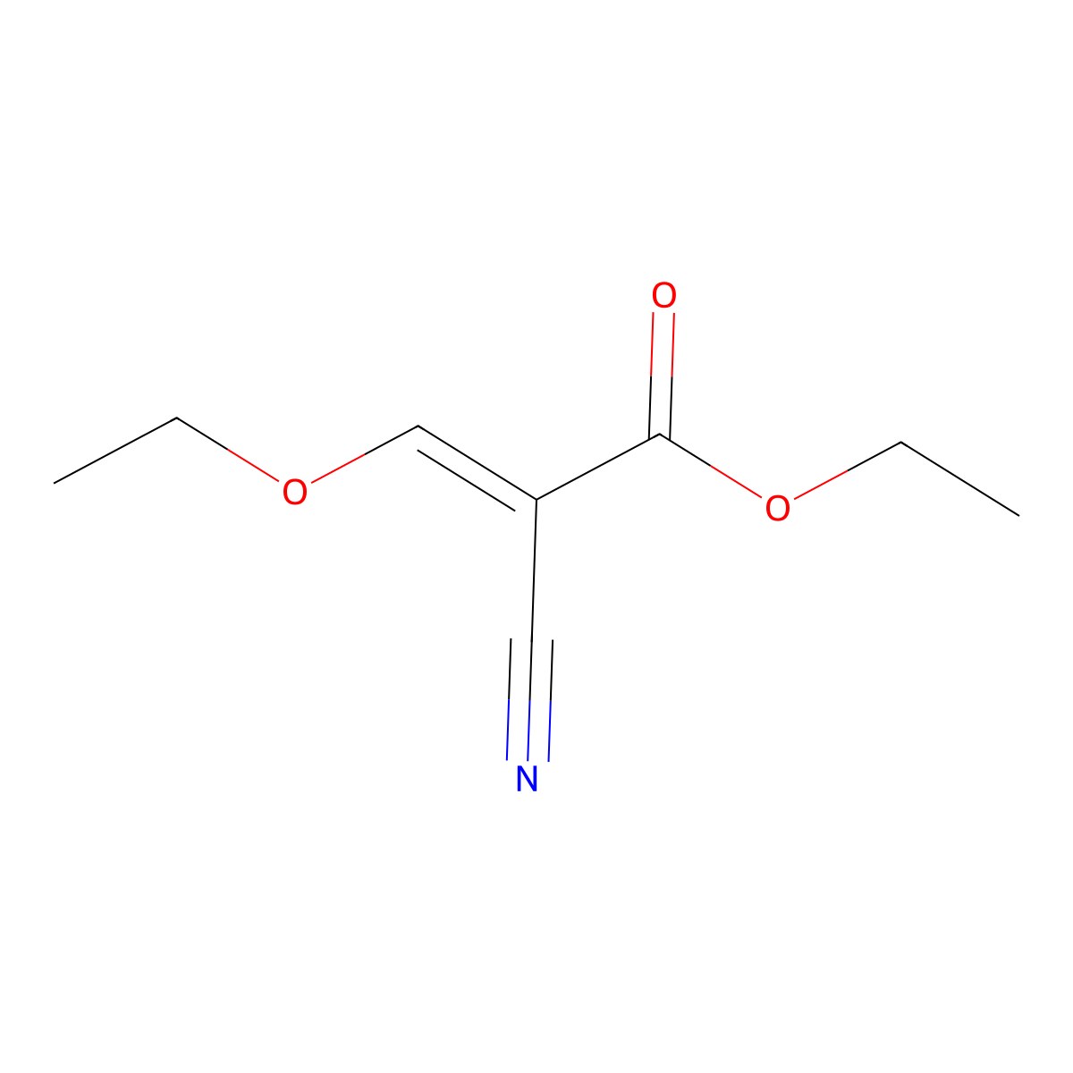 Ethyl 2-cyano-3-ethoxyacrylate molecular structure, CAS 94-05-3