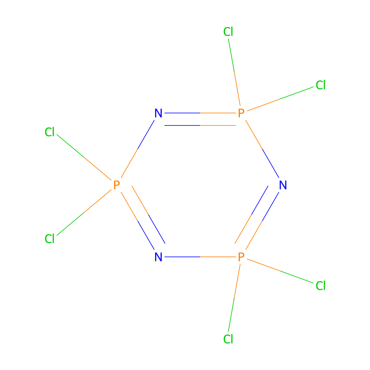 Hexachlorocyclotriphosphazene molecular structure, CAS 940-71-6