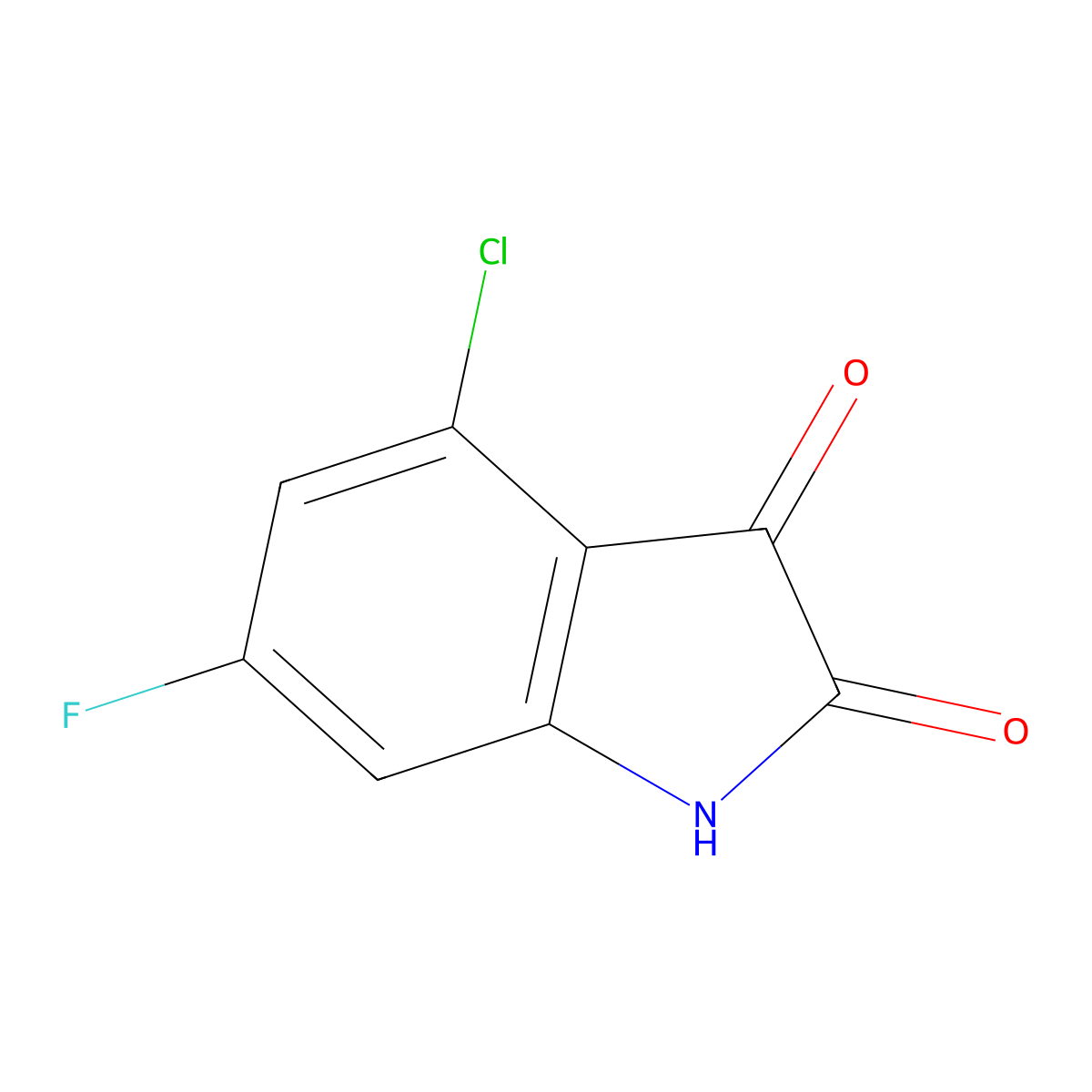 4-chloro-6-fluoro-2,3-dihydro-1H-indole-2,3-dione molecular structure, CAS 940054-45-5