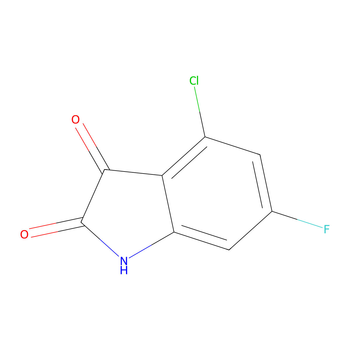 4-chloro-6-fluoro-2,3-dihydro-1H-indole-2,3-dione molecular structure, CAS 940054-45-5