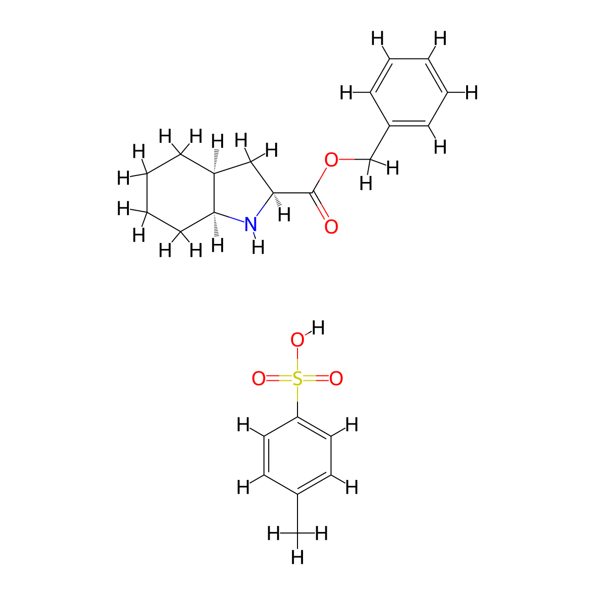 1H-Indole-2-carboxylic acid, octahydro-, phenylmethyl ester, (2S,3aS,7aS)-, 4-methylbenzenesulfonate (1:1) molecular structure, CAS 94062-52-9