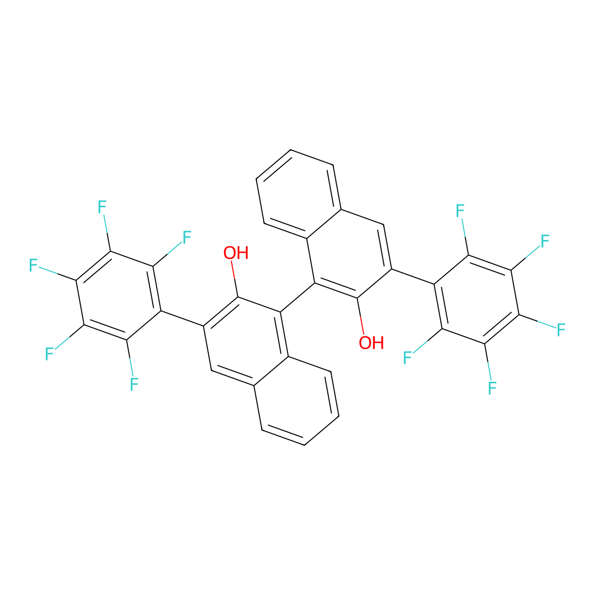 (3R)-3,3'-Bis(perfluorophenyl)-[1,1'-binaphthalene]-2,2'-diol molecular structure, CAS 940868-89-3