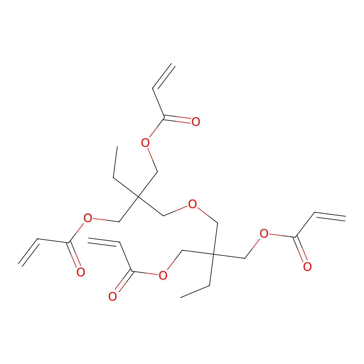 Ditrimethylolpropane tetraacrylate molecular structure, CAS 94108-97-1