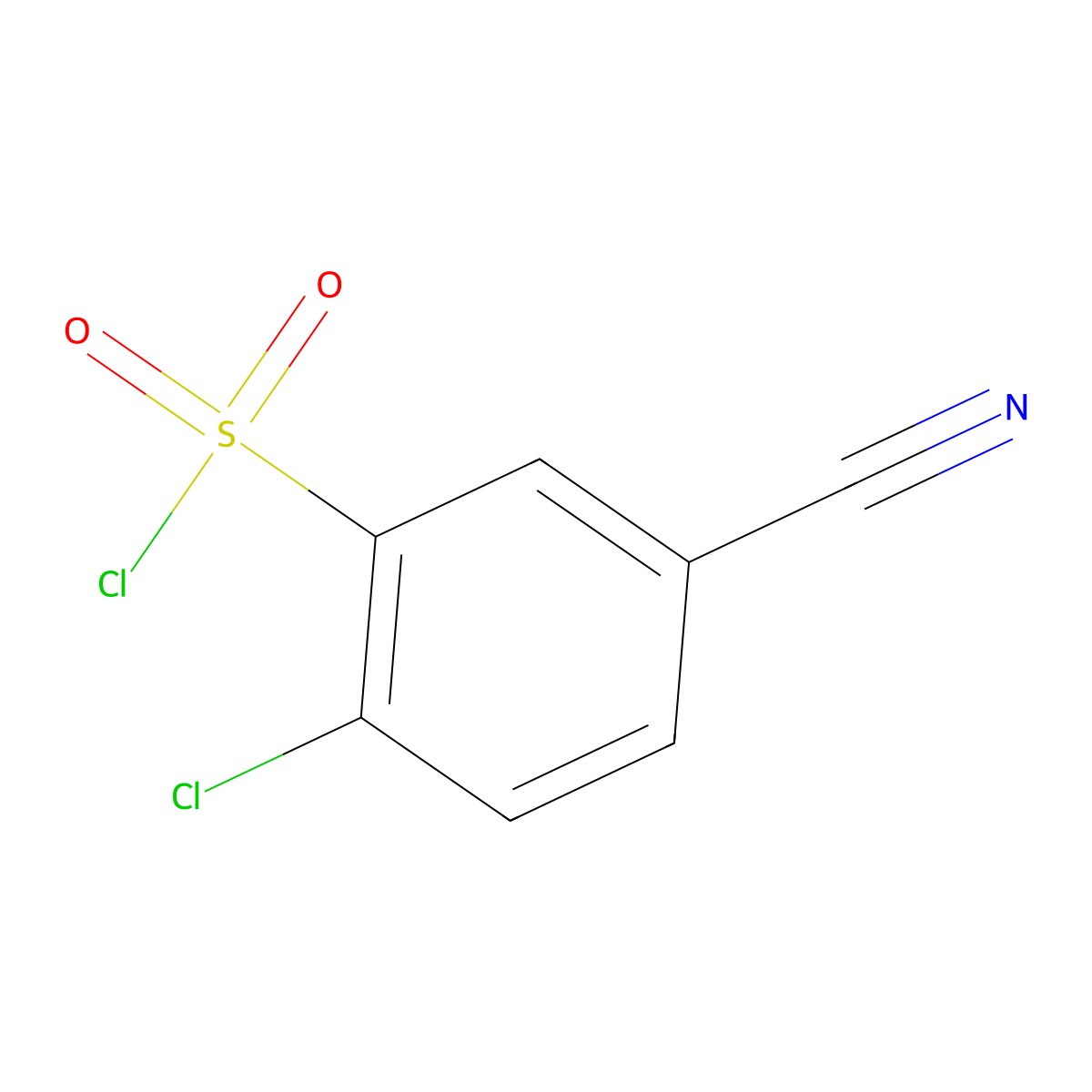 2-Chloro-5-cyanobenzene-1-sulfonyl chloride molecular structure, CAS 942199-56-6