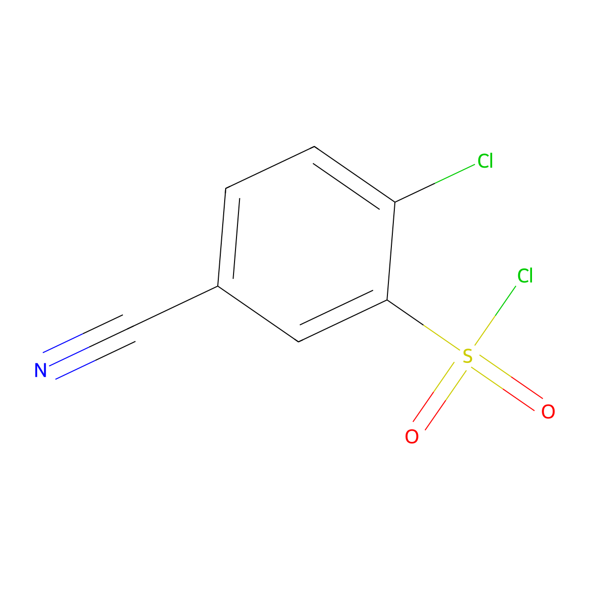 2-Chloro-5-cyanobenzene-1-sulfonyl chloride molecular structure, CAS 942199-56-6