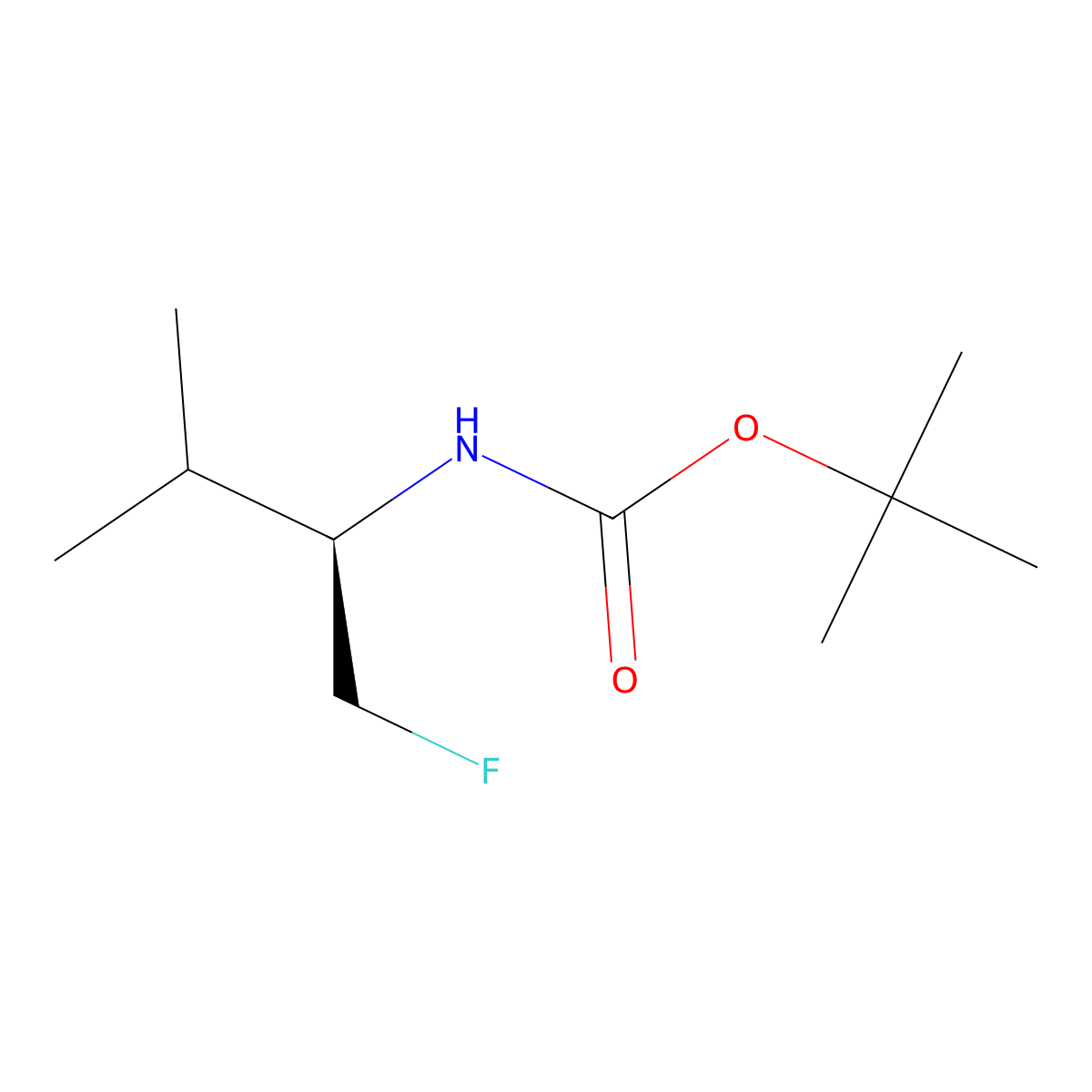 tert-Butyl (R)-(1-fluoro-3-methylbutan-2-yl)carbamate molecular structure, CAS 942275-75-4