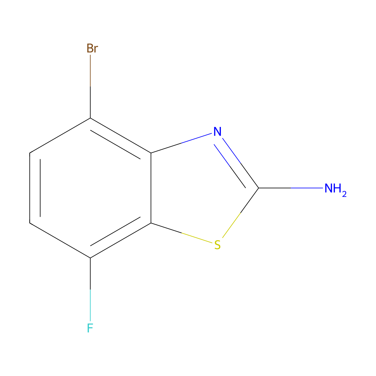 4-Bromo-7-fluoro-1,3-benzothiazol-2-amine molecular structure, CAS 942473-89-4