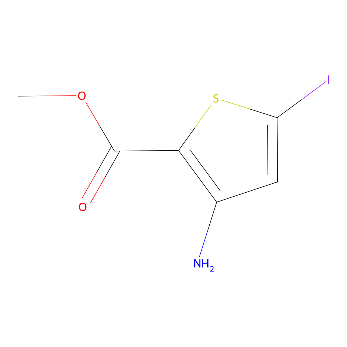 Methyl 3-amino-5-iodothiophene-2-carboxylate molecular structure, CAS 942589-45-9
