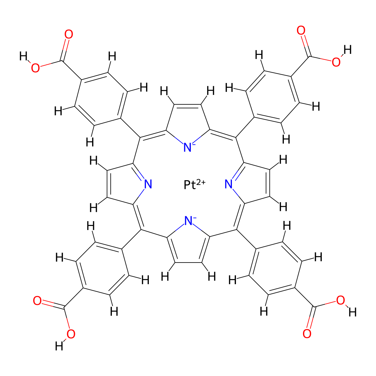 PT(II) meso-Tetra (4-carboxyphenyl) porphine , Pt(II) meso-Tetra (4-carboxyphenyl) porphine molecular structure, CAS 94288-45-6