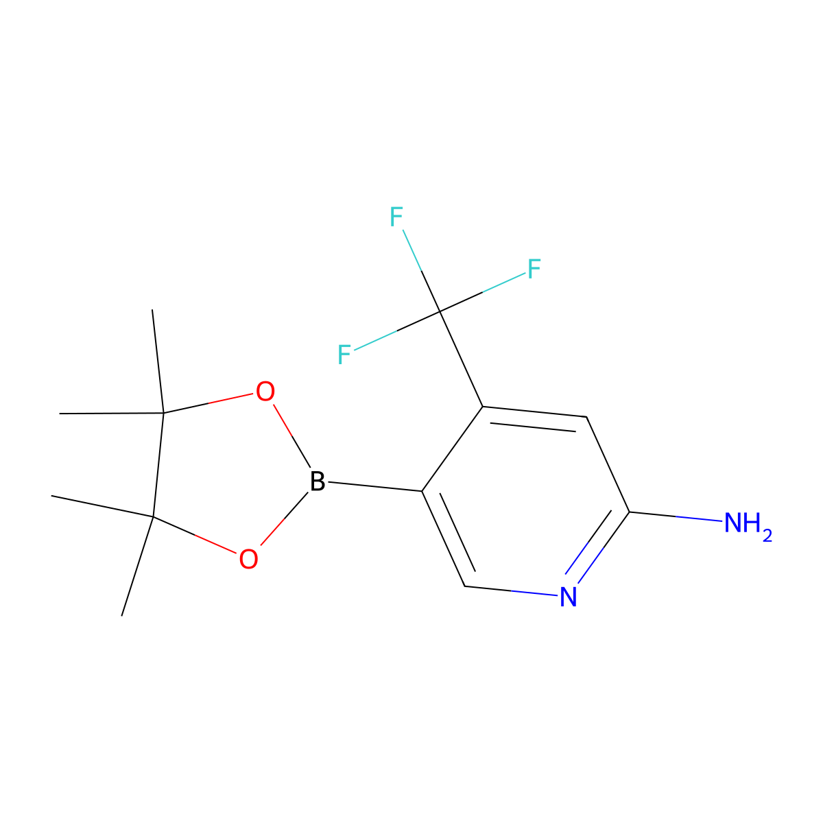 5-(4,4,5,5-Tetramethyl-1,3,2-dioxaborolan-2-yl)-4-(trifluoromethyl)pyridin-2-amine molecular structure, CAS 944401-57-4