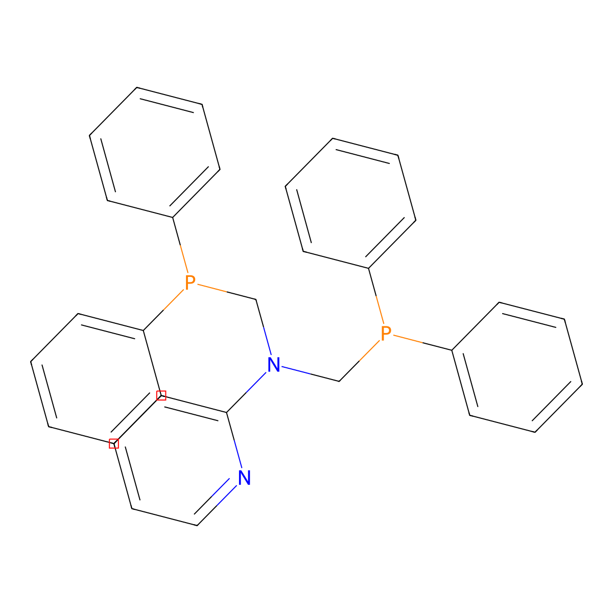 N,N-Bis-(diphenylphosphanylmethyl)-2-aminopyridine molecular structure, CAS 944543-13-9
