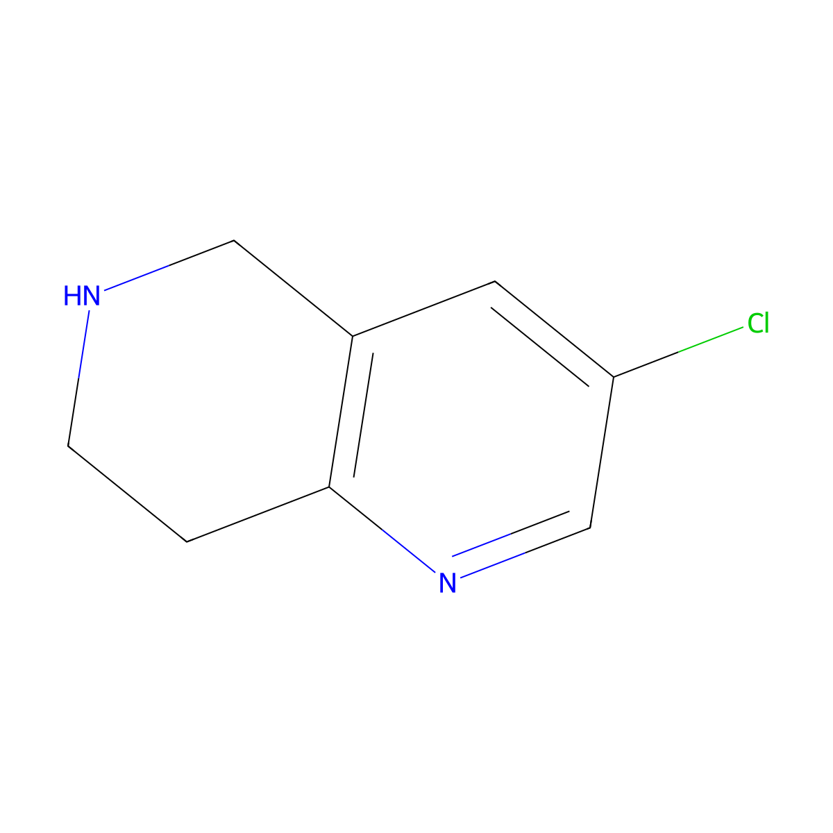 3-Chloro-5,6,7,8-tetrahydro-1,6-naphthyridine molecular structure, CAS 944905-57-1